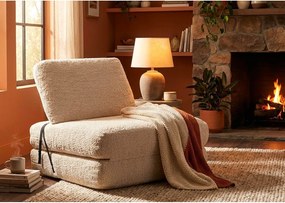 Fotoliu alb extensibil cu tapițerie din țesătură bouclé Faster – Mauro Ferretti