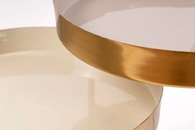 Masuta de cafea rotunda din metal Morrison 30,5x96,5x60,5 cm crem/mov/gri