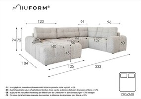 Colțar modular crem extensibil/cu spațiu de depozitare (cu colț pe partea dreaptă) Lulu – Miuform