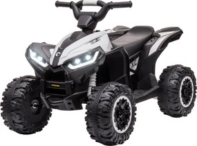 HOMCOM ATV Electric pentru Copii, Motocicletă pentru Copii cu Motor Dublu, 2 Viteze, Roți Late și Faruri LED, 83x53x55.5 cm, Alb | Aosom Romania