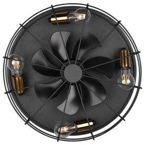 Plafonieră negru-mat cu control prin telecomandă, cu ventilator Trondheim – Trio