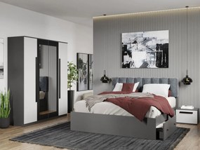 Set mobila dormitor 4 piese Alb/Gri antracit Oasis C04