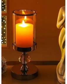 Set de 3 sfeșnice din crom lucios