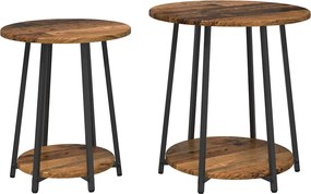 vidaXL Set măsuțe laterale cu raft 2 pcs Lemn vechi și negru