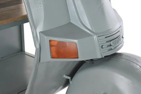 Consolă motocicletă vintage din lemn de mango și metal, „Dusty Mint”
