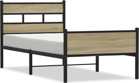 vidaXL Cadru pat fără saltea, stejar sonoma 100x190 cm lemn prelucrat