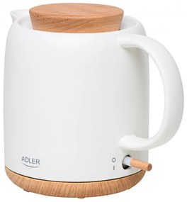 Cana electrica Adler AD 1304, 1200W, 1l, Ceramica, Baza rotativa, Protectie fierbere fara apa, Ecru