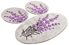Set 3 covorase baie Lavender 60 x 100 cm 2 bucati 50 x 60 cm Antiderapant Multicolor