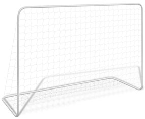 Poarta de fotbal cu plasa alb 182x61x122 cm otel