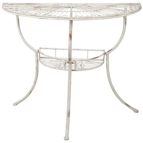 Consola alba, din metal, aspect vintage, Virelle