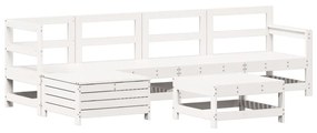 3250925 vidaXL Set canapea de grădină, 6 piese, alb, lemn masiv pin