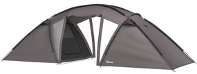 Outsunny Cort de camping familial pentru 4-6 persoane, cort tunel impermeabil 3000 mm cu 2 uși, sac de transport, negru | Aosom Romania