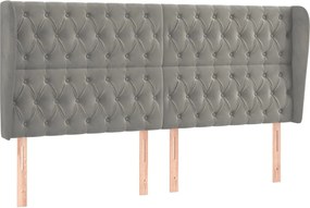 vidaXL Tăblie de pat cu aripioare gri deschis 203x23x118/128cm catifea