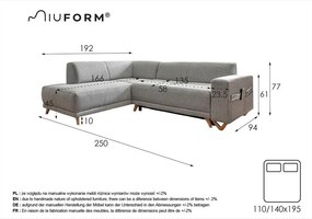 Colțar gri antracit extensibil/cu spațiu de depozitare (cu colț pe partea stângă/în formă de ”L”) Classy Sophie – Miuform