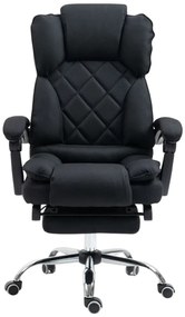 Scaun directorial, suport picioare, funcție recliner, textil, Negru