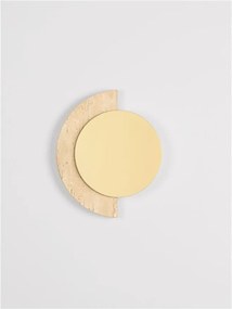 Aplica de perete LED metal auriu si travertin MOLLI 21cm