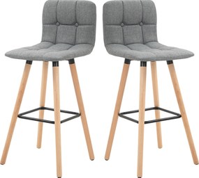 HOMCOM Set 2 Taburete de Bar, Spătar, Tesătură Efect de In și Lemn, 41.5x47x97.5 cm, Gri, Confortabil și Stilat | Aosom Romania