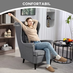 Fotoliu Modern HOMCOM Ottomană Gri | Aosom Romania