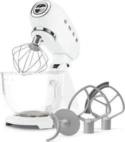 Mixer planetar SMEG SMF15WHEU, 1000 W, 4,8 l, 10 viteze, Actionare directa, Alb