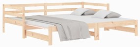 Pat de zi extensibil, 2x(80x200) cm, lemn masiv de pin Maro