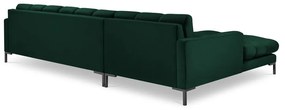 Colțar din catifea cu extensie pe partea stângă Cosmopolitan Design Bali, verde închis