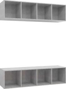 vidaXL Dulapuri TV montate pe perete, 2 buc, gri beton, lemn prelucrat