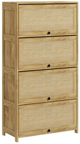 HOMCOM Dulap Boho pentru Bucătărie, Unitate de Depozitare din Ratan cu 4 Uși Rabatabile, Design Natural | Aosom Romania