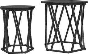 vidaXL Masă de cafea 2 pcs Stejar Negru Lemn ingineresc și oțel