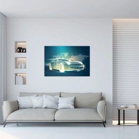 Tablou - Mașină din forme geometrice (90x60 cm)