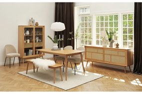 Comodă în culoare naturală joasă cu aspect de lemn de stejar cu ușă glisantă 180x80 cm Barrali – Unique Furniture