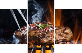 Tablou cu steac pe grill (90x60 cm)