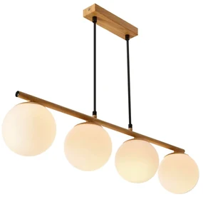Lustră albă/în culoare naturală cu abajur din sticlă Carrine – Candellux Lighting