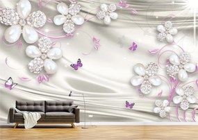 Tapet Premium Canvas - Flori si perle abstracte