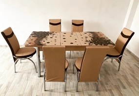 Set masa extensibila 130 / 170 x 80 cm cu 6 scaune, model 1631