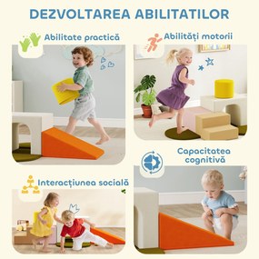 AIYAPLAY Set 8 Construcții Moi pentru Copii 0-3 Ani de Interior, din Catifea și Spumă PU Portocaliu | Aosom Romania