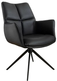 Scaun pivotant modern, Piele Naturala, Negru, PAPILLON