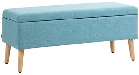HOMCOM Bancă cu spațiu de depozitare, până la 220 kg, aspect din in, 110x39x45cm, Albastru | Aosom Romania