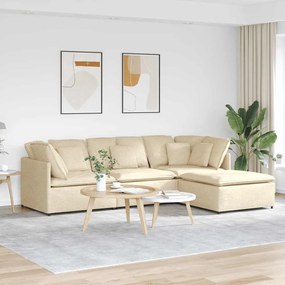 vidaXL Canapea modulară cu taburet și perne, material textil, crem