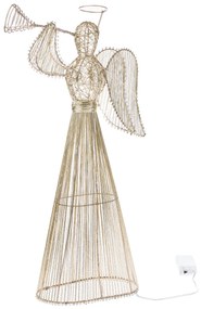 Înger luminos de Crăciun cu trompetă, 53 cm, 40 LED-uri, metal