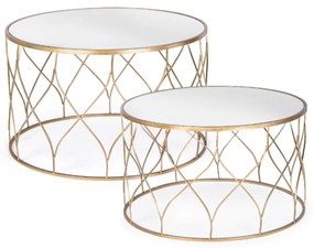 Set 2 masute de cafea din metal si sticla Elenor Round