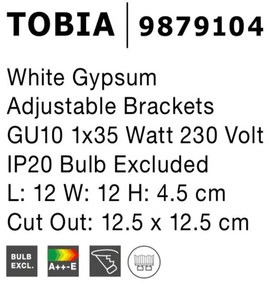 Spot din ghips incastrabil tavan fals TOBIA NVL-9879104