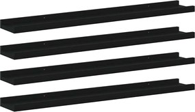 vidaXL Rafturi de perete, 4 buc., negru, 80x9x3 cm