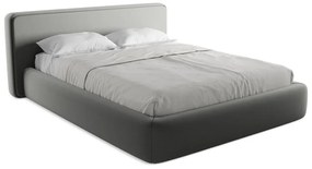 Pat matrimonial gri tapițat cu spațiu de depozitare cu somieră 160x200 cm Kiana – Makamii