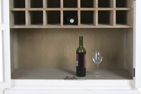 Bar din lemn de ulm și sticlă, alb, finisaj natural, 149 x 98 x 42 cm, „Vallon”