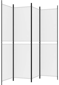Paravan de camera cu 4 panouri, alb, 200x200 cm, textil Alb, 200 x 200 cm, 1