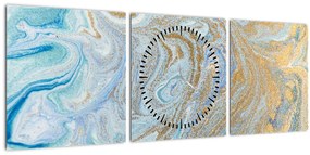 Tablou - Marmură albastră (cu ceas) (90x30 cm)