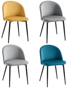 HOMCOM Set de 4 scaune de dining scaun de bucătărie din stil scandinav cu acoperiș din catifea și picioare subțiri de metal, pentru sufragerie, camera de mese, multicolor | Aosom Romania