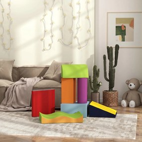 HOMCOM Set de 7 Blocuri Moi pentru Copii 1-3 Ani în Spumă și Piele PU, pentru Casă și Grădiniță, Multicolor | Aosom Romania