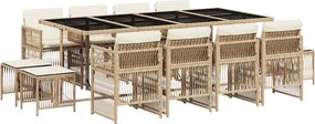 vidaXL Set mobilier de grădină cu perne, 13 piese, bej, poliratan