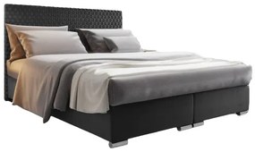 Pat matrimonial140 cm Boxspring Harlan Comfort (Gri închis) (cu somieră, saltea și sp. depozitare). 1055989